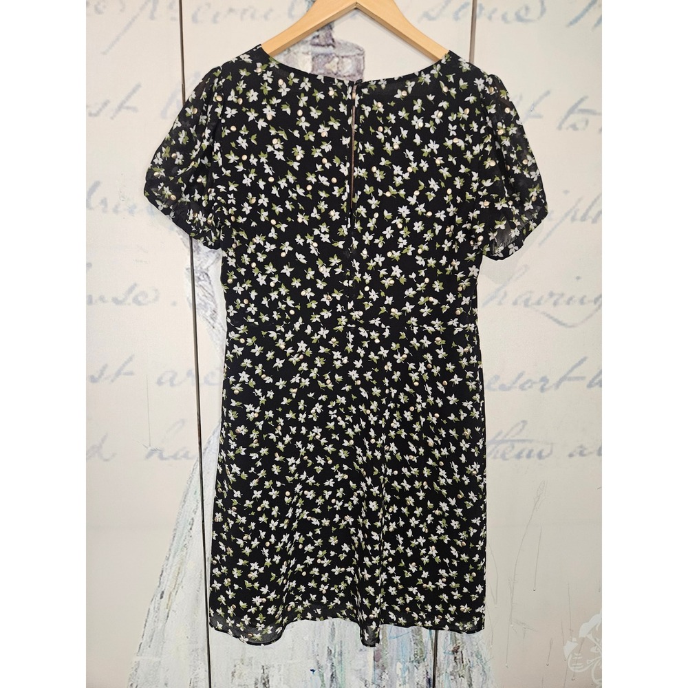 MICHAEL Michael Kors Dress Medium Black Ditsy Floral Studded Empire Mini Boho - Picture 2 of 8